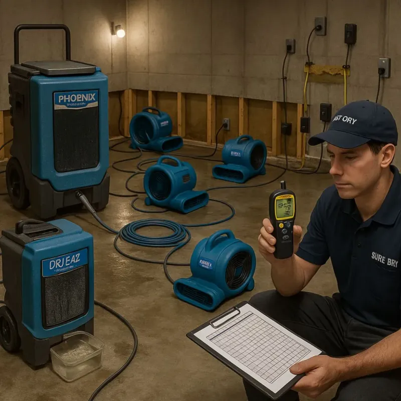 Structural Drying and Dehumidification process in Hillsborough County, NH